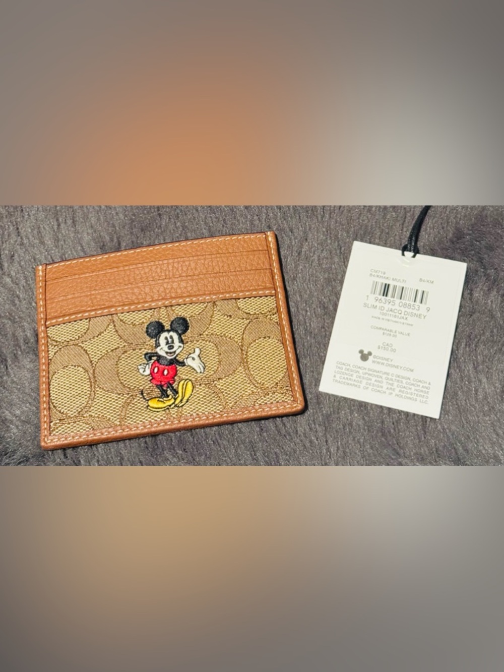 Coach x Disney Leather Khaki Logo Mickey Cardholder | New With Tags